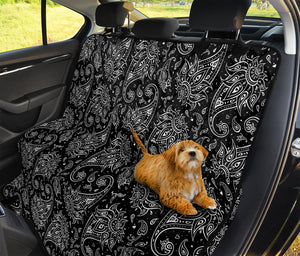 White And Black Paisley Pattern Print Pet Car Back Seat Cover