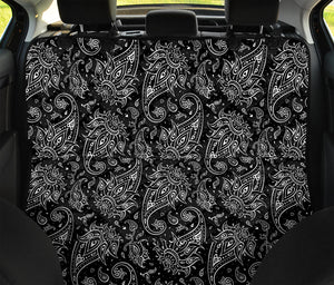 White And Black Paisley Pattern Print Pet Car Back Seat Cover