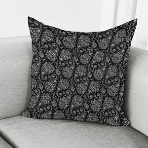 White And Black Paisley Pattern Print Pillow Cover