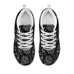 White And Black Paisley Pattern Print White Sneakers
