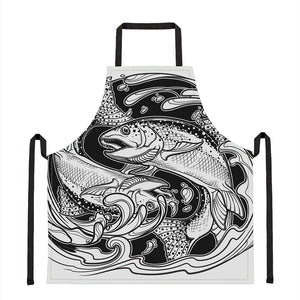 White And Black Pisces Sign Print Apron