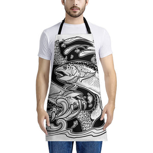 White And Black Pisces Sign Print Apron