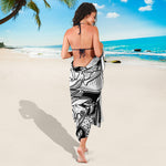White And Black Pisces Sign Print Beach Sarong Wrap