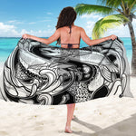 White And Black Pisces Sign Print Beach Sarong Wrap