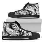 White And Black Pisces Sign Print Black High Top Shoes