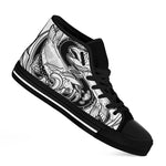 White And Black Pisces Sign Print Black High Top Shoes