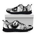 White And Black Pisces Sign Print Black Running Shoes