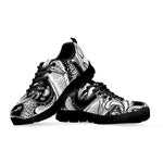 White And Black Pisces Sign Print Black Sneakers