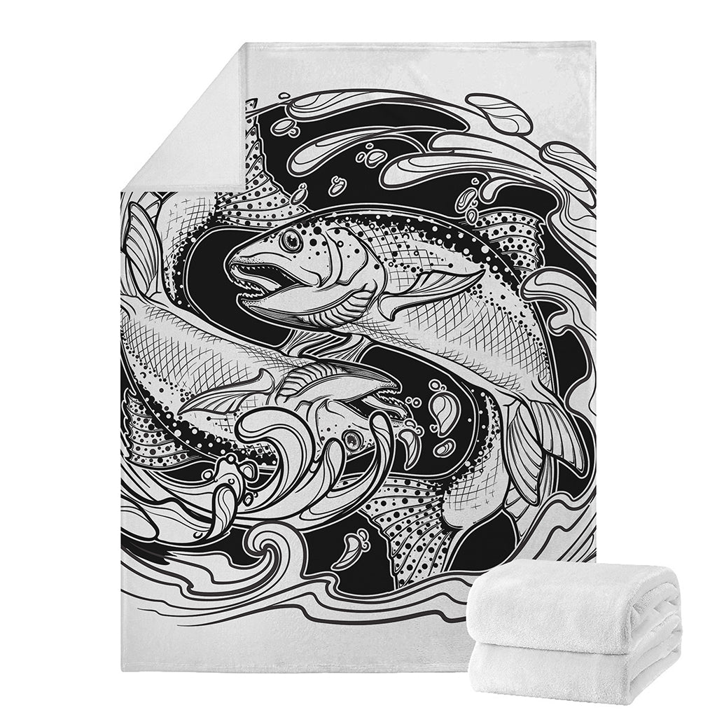 White And Black Pisces Sign Print Blanket