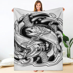 White And Black Pisces Sign Print Blanket