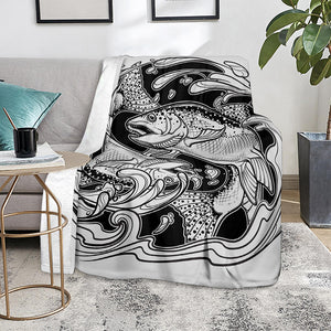 White And Black Pisces Sign Print Blanket