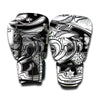 White And Black Pisces Sign Print Boxing Gloves