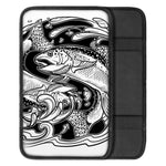 White And Black Pisces Sign Print Car Center Console Cover