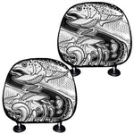 White And Black Pisces Sign Print Car Headrest Covers