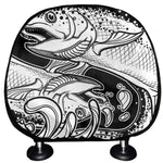 White And Black Pisces Sign Print Car Headrest Covers