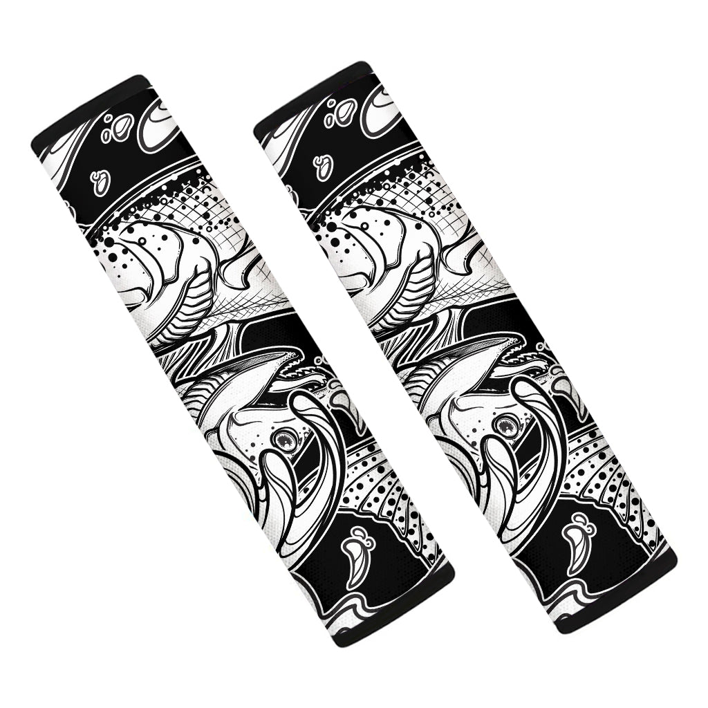 White And Black Pisces Sign Print Car Seat Belt Covers