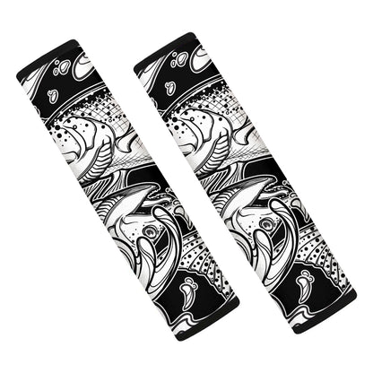 White And Black Pisces Sign Print Car Seat Belt Covers