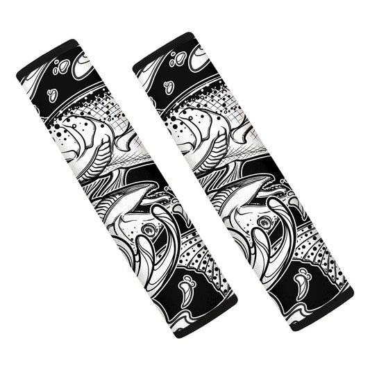 White And Black Pisces Sign Print Car Seat Belt Covers