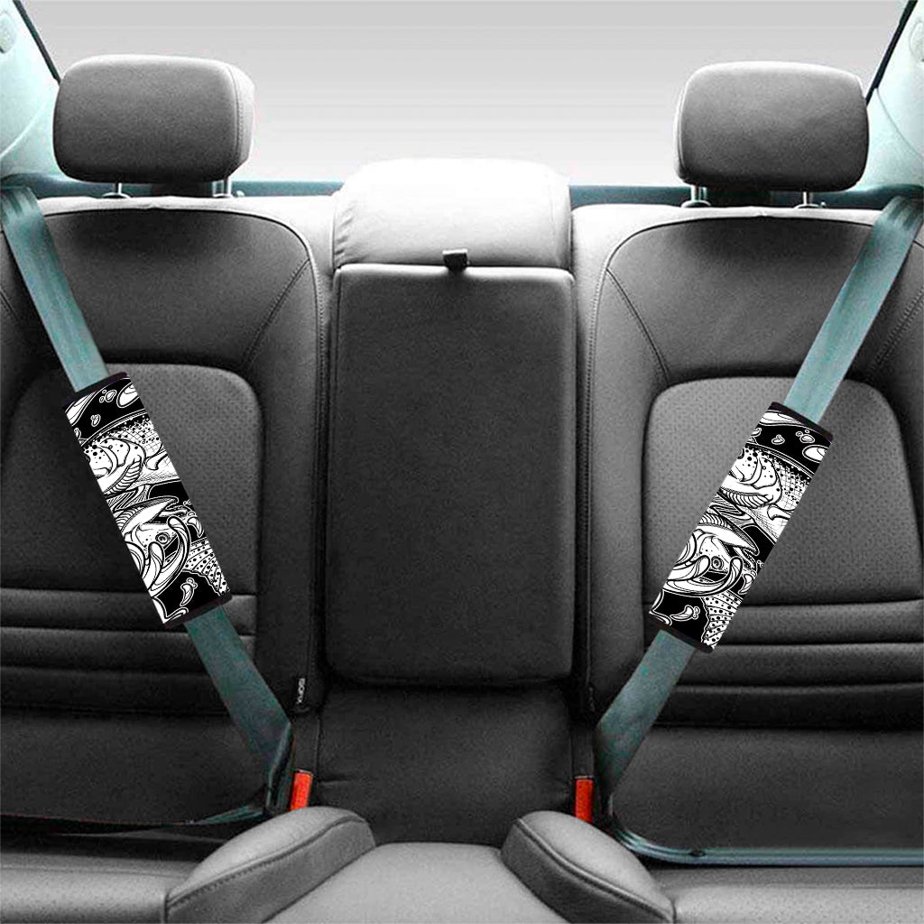 White And Black Pisces Sign Print Car Seat Belt Covers