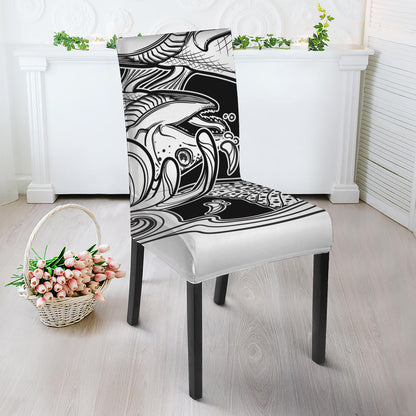 White And Black Pisces Sign Print Dining Chair Slipcover