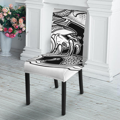 White And Black Pisces Sign Print Dining Chair Slipcover