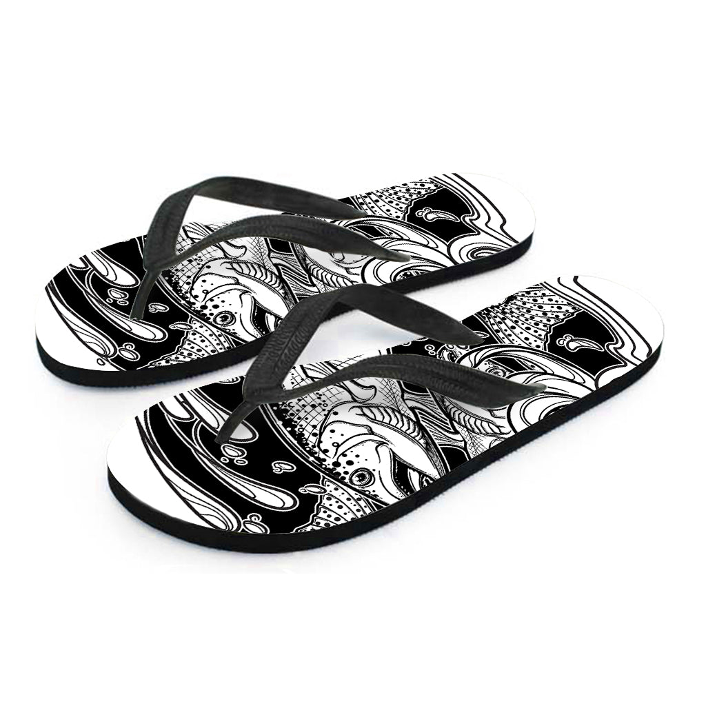 White And Black Pisces Sign Print Flip Flops