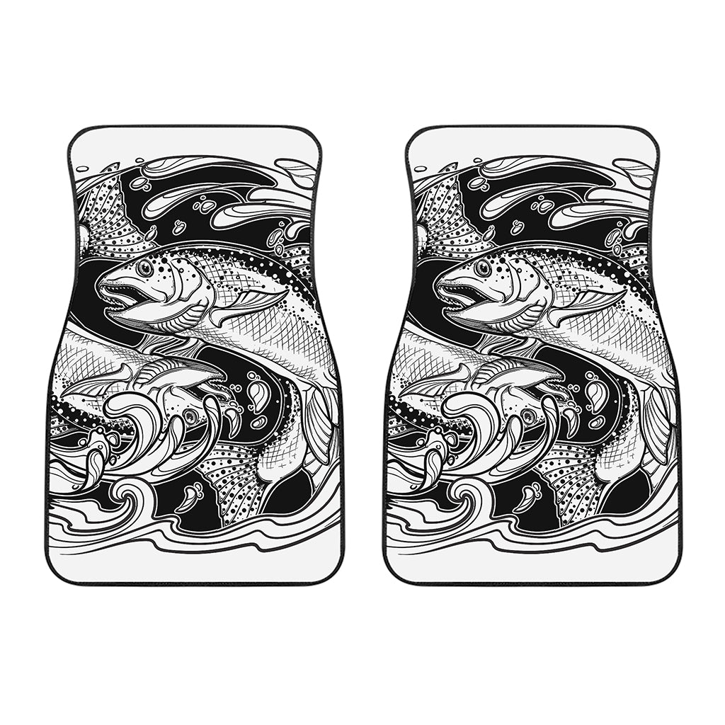 White And Black Pisces Sign Print Front Car Floor Mats