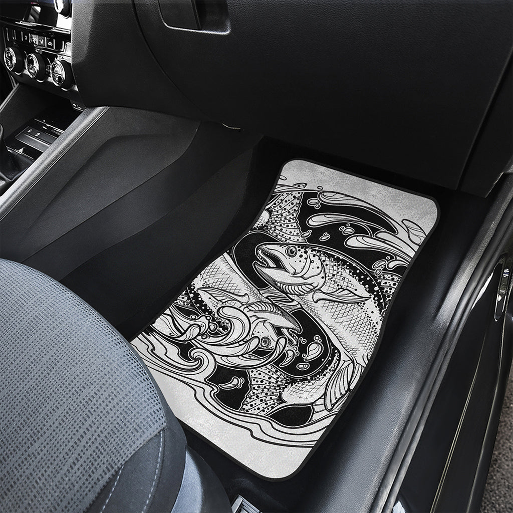 White And Black Pisces Sign Print Front Car Floor Mats