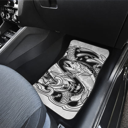 White And Black Pisces Sign Print Front Car Floor Mats