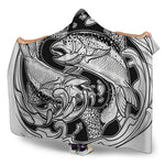 White And Black Pisces Sign Print Hooded Blanket