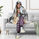 White And Black Pisces Sign Print Hooded Blanket