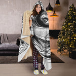 White And Black Pisces Sign Print Hooded Blanket