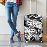 White And Black Pisces Sign Print Luggage Cover