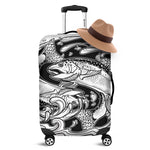 White And Black Pisces Sign Print Luggage Cover