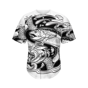 White And Black Pisces Sign Print Men's Baseball Jersey