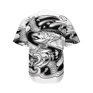 White And Black Pisces Sign Print Men's Baseball Jersey