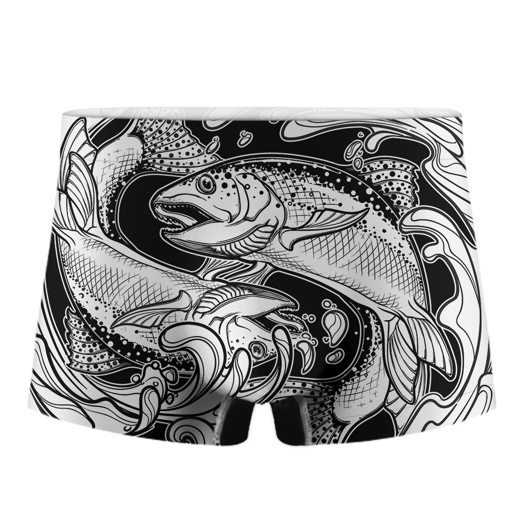 White And Black Pisces Sign Print Men's Boxer Briefs