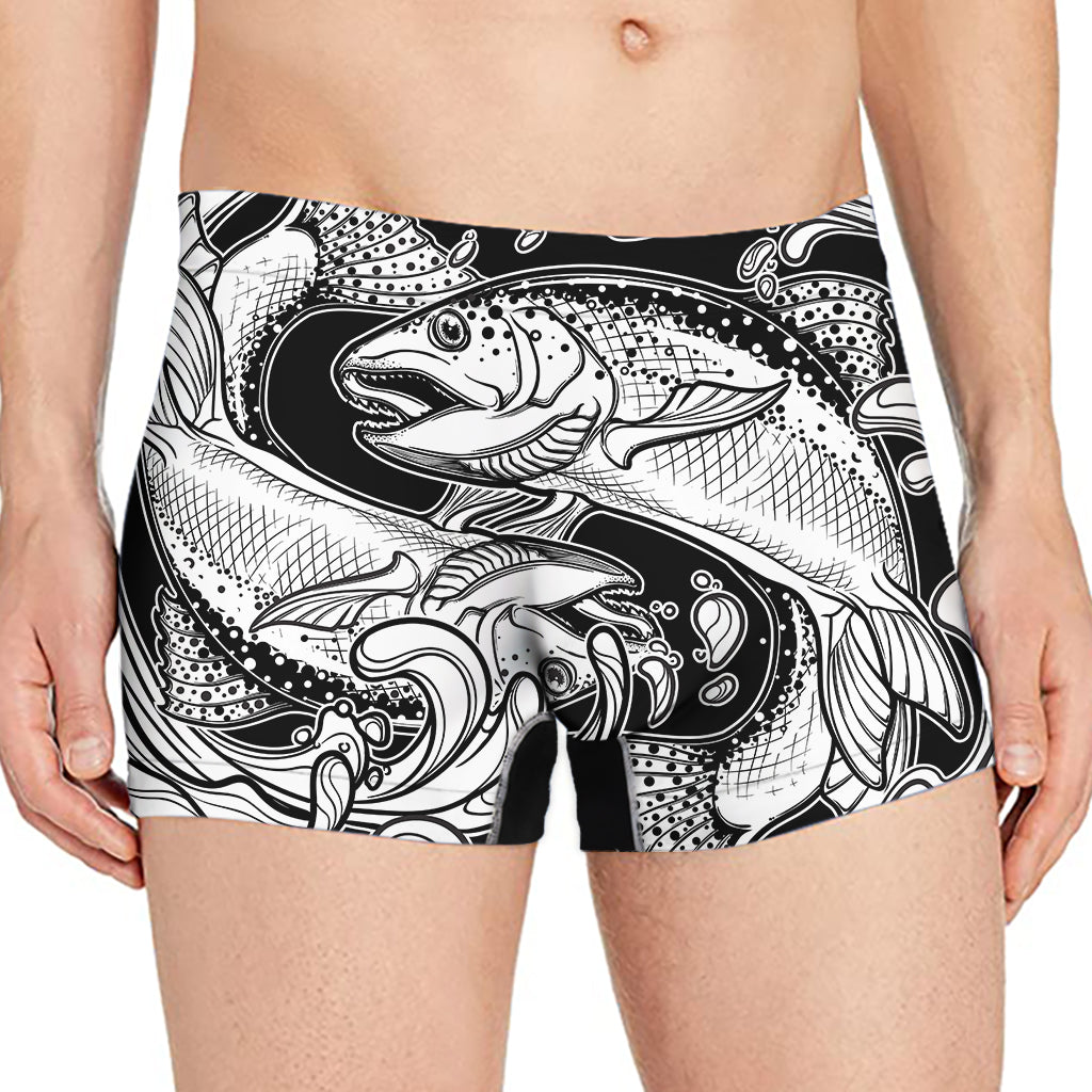 White And Black Pisces Sign Print Men's Boxer Briefs