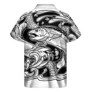 White And Black Pisces Sign Print Men's Short Sleeve Shirt