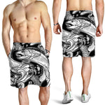 White And Black Pisces Sign Print Men's Shorts