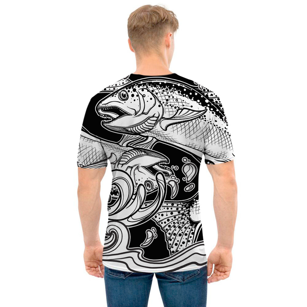 White And Black Pisces Sign Print Men's T-Shirt