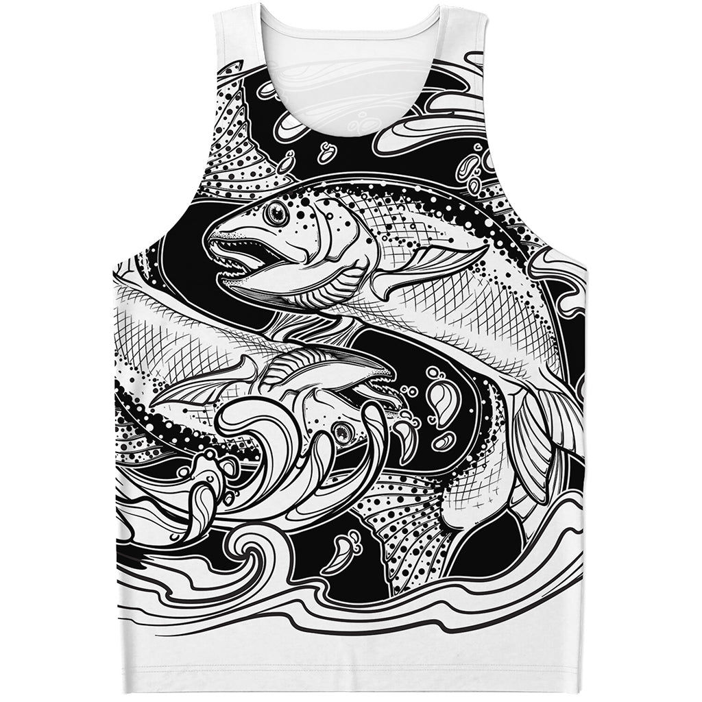 White And Black Pisces Sign Print Men's Tank Top