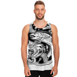 White And Black Pisces Sign Print Men's Tank Top