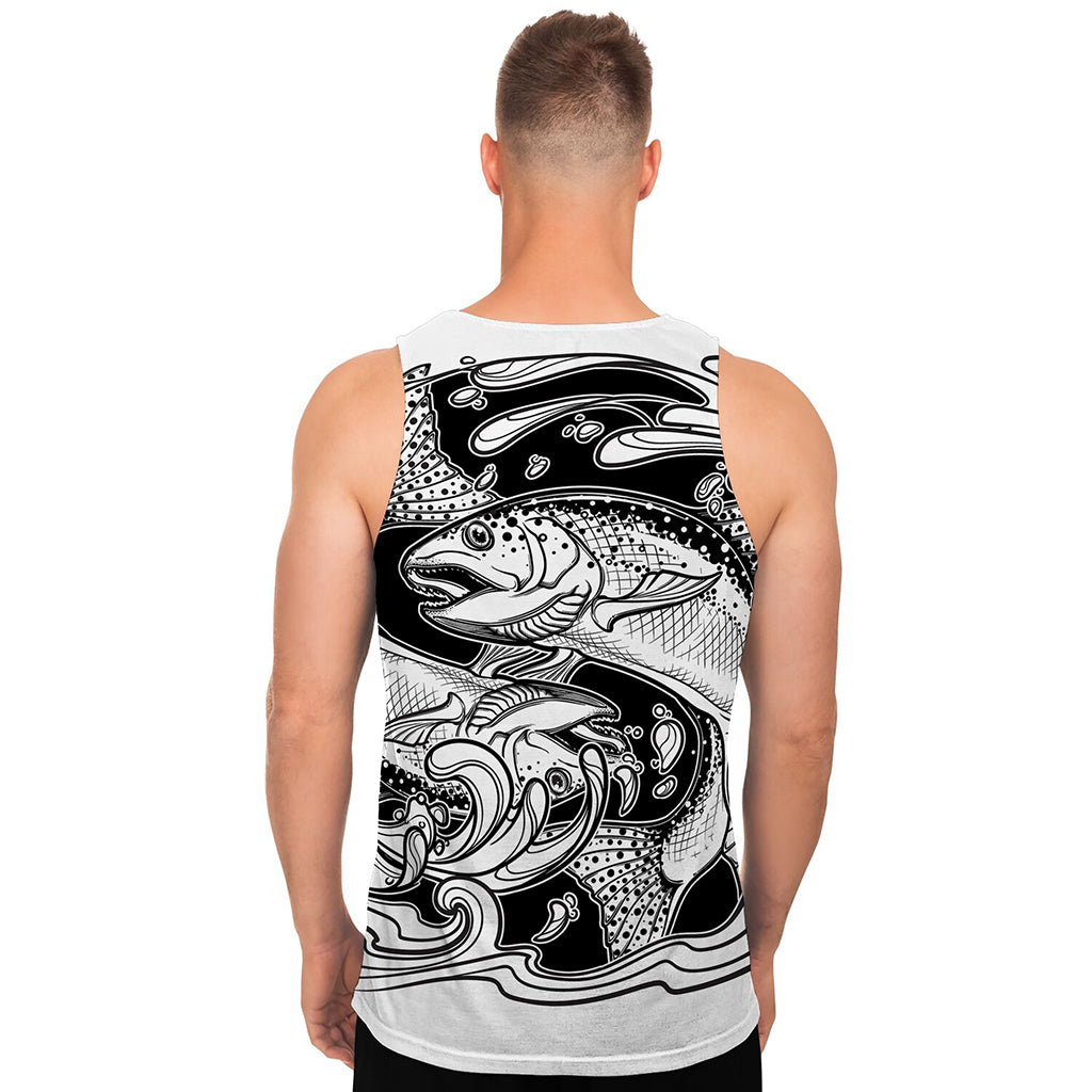 White And Black Pisces Sign Print Men's Tank Top