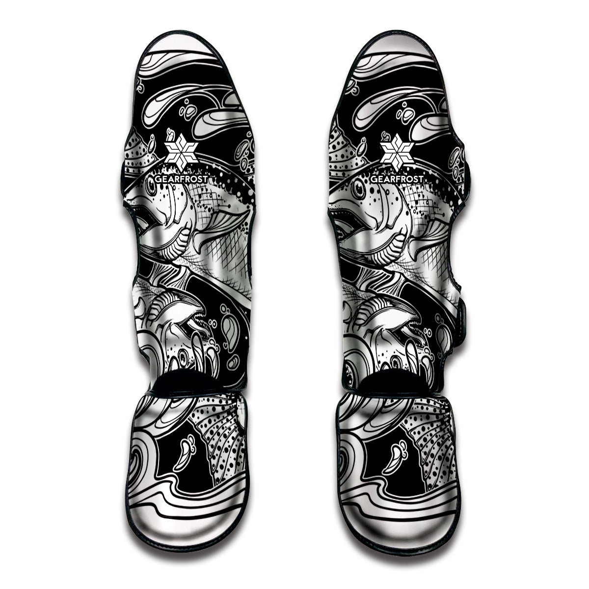 White And Black Pisces Sign Print Muay Thai Shin Guard