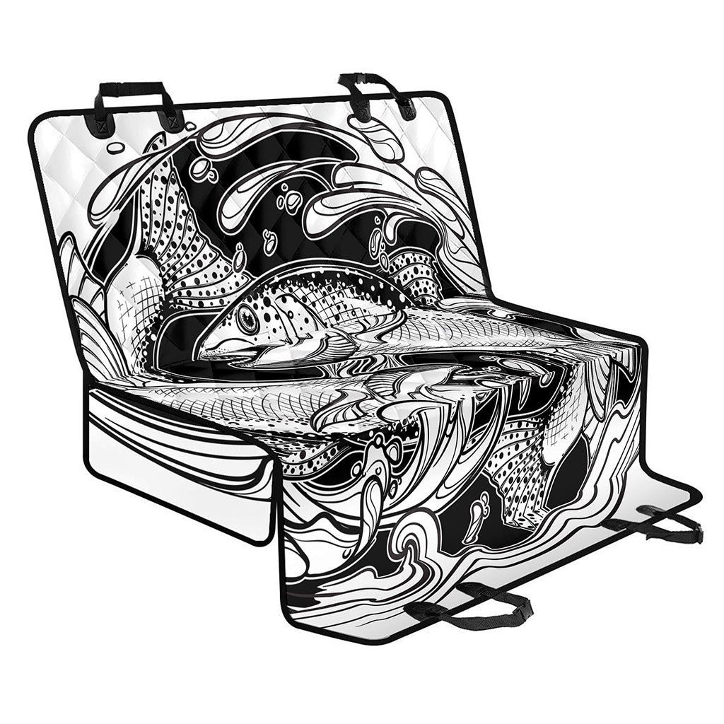 White And Black Pisces Sign Print Pet Car Back Seat Cover