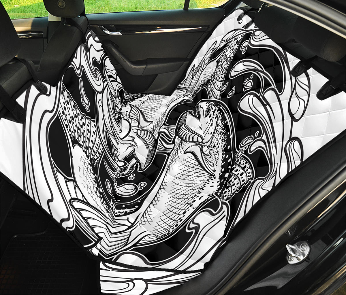 White And Black Pisces Sign Print Pet Car Back Seat Cover