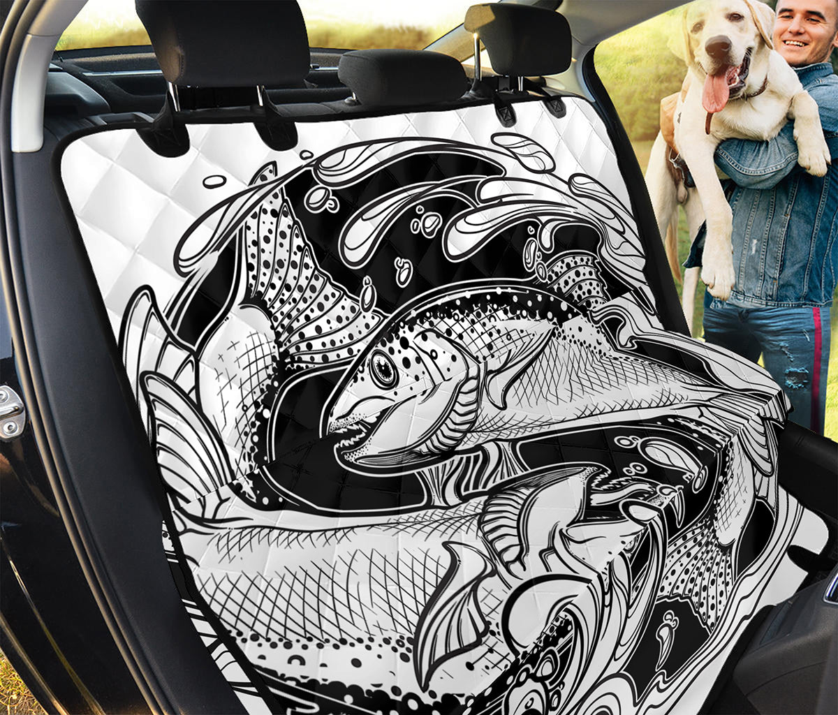White And Black Pisces Sign Print Pet Car Back Seat Cover