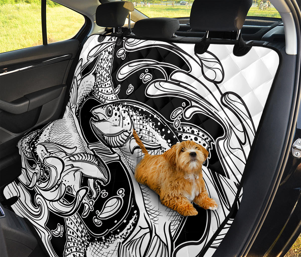 White And Black Pisces Sign Print Pet Car Back Seat Cover