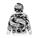 White And Black Pisces Sign Print Pullover Hoodie